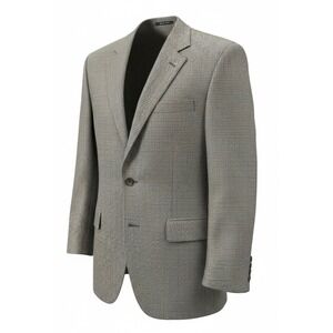 Ralph Lauren Silk Wool Houndstooth Blazer Sport Coat Tan Blue Windowpane 42R